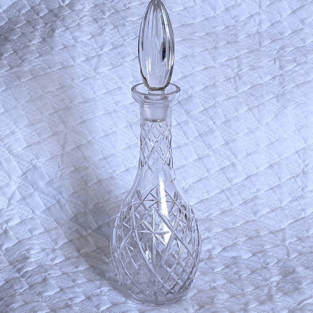 Vintage Brilliant Cut Clear Lead Crystal Decanter With Stopper 16" Tall